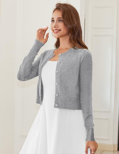 Image of LETDIOSTO Cropped Cardigan Bolero Shrug for Women, Button Down Long Sleeve Knit Sweater for Dresses,for Jeans, XS to XL