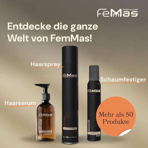 8. Bild von FemMas Haarspray Ultra Stark 400 ml I Stylingspray für Volumen & Glanz I Haar-Spray für ultra starken Halt I natürliches Finish ohne Verkleben I Ultra Strong Hairspray I für alle Haartypen I 1 Stück 400 ml (1er Pack)