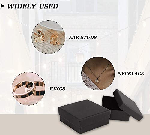 Dedoot Kraft Jewelry Boxes, Pack Of 30 Square Cardboard Jewelry Gift Box 2.8X2.8X1.2 Inch Small Necklace Ring Earring Kraft Box For Jewelry Set With Velvet Cushion, Black #TOP4