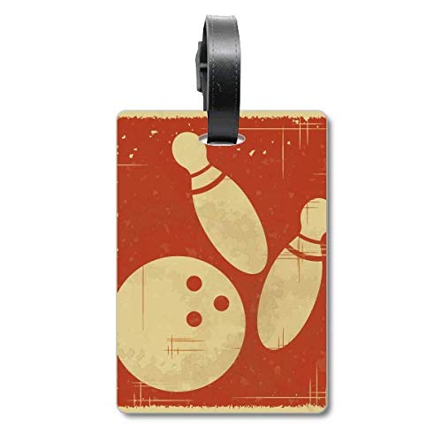 Étiquette de valise motif bowling rouge pour bagage voyage