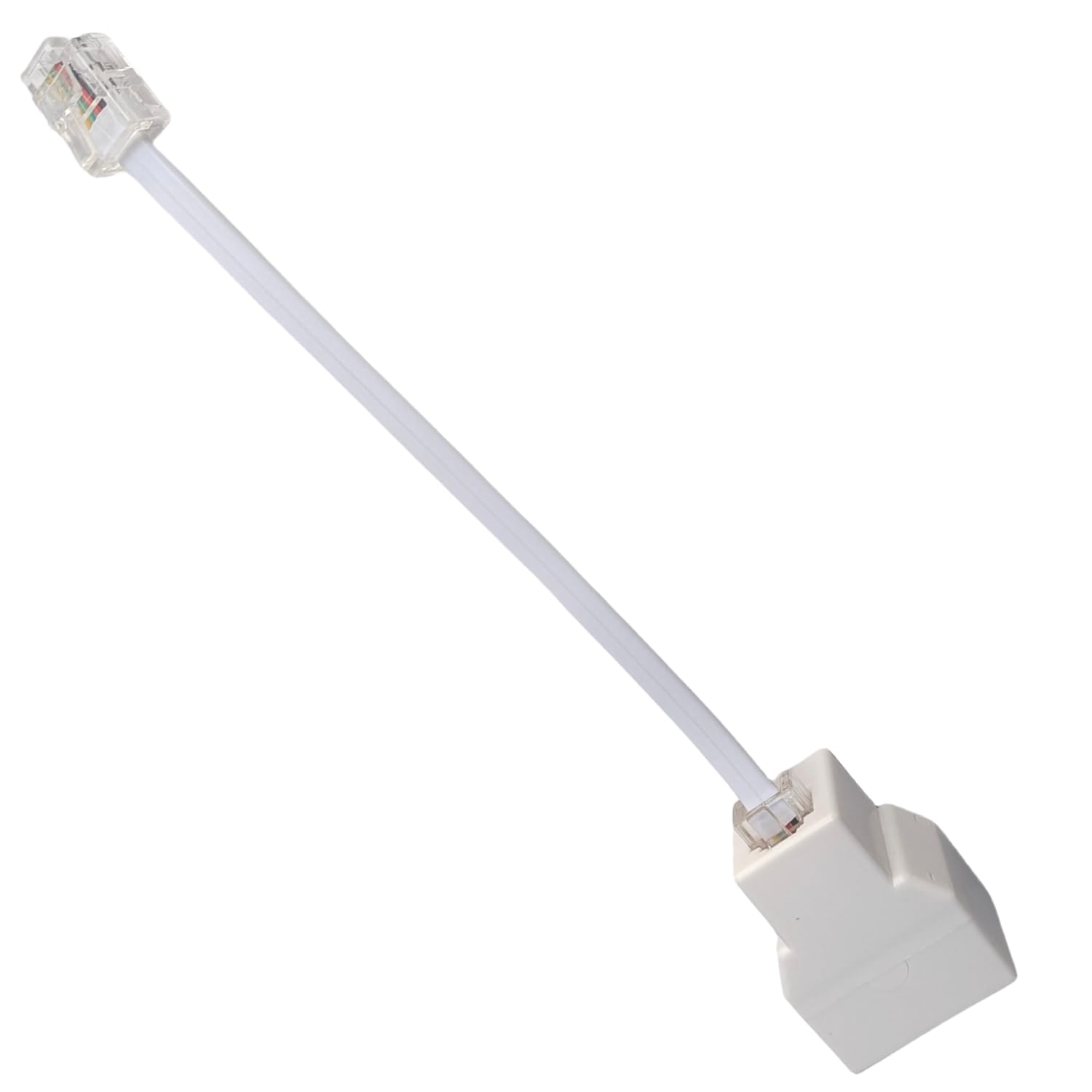 Telefonleitungsverteiler, Premium-Telefonbuchsen-Splitter, 2-Wege-RJ11-6P4C-Adapter für Festnetztelefon (1 Splitter + 12,7 cm Kabel), kompatibel mit Faxgerät, Heim-/Bürotelefonen