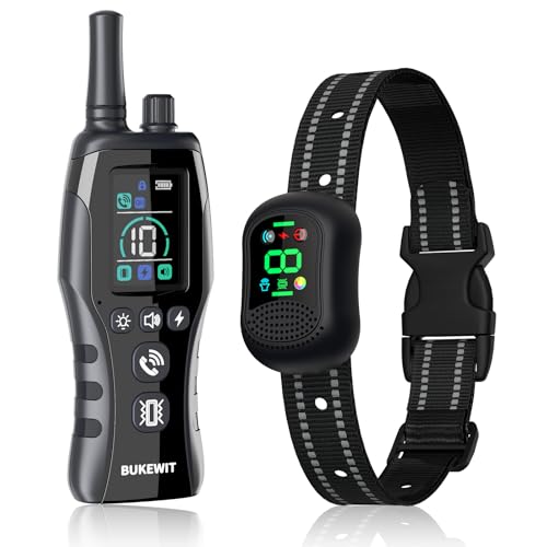 BUKEWIT Dog Training Collar with Remote - 4900FT Dog Shock Collar for IP67 Waterproof with 4 Training Modes, Security Lock，Rechargeable E-Collar for All Breeds（10-120lbs）