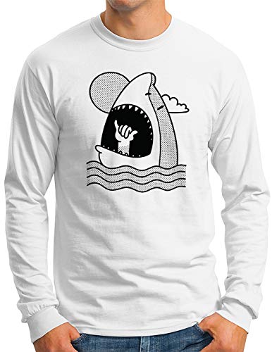 T-shirt manches longues homme OM3 blanc 4XL ample pour style surf Cali
