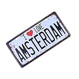 Veemoon Decoración Arte Metal Cartel Estaño Placa Amsterdam Decoraciones Pintura Coche Signos Tienda Pared para Bar Restaurante Cerveza Café Café Pub Hierro Hotel I Placa Música