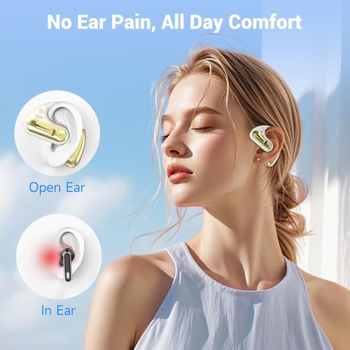 Image of CoolJumper Open Ear Headphones, Bluetooth 5.4 Ear Hook Earbuds with 16.2mm Driver, 60H Playtime LED Charging Case, IPX7 Waterproof Sports Earbuds with ENC Clear Calls for Running Gym Commute