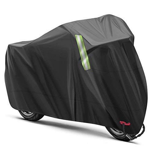 ANFTOP Housse de Protection pour Moto XXXL exterieur , Anti UV Couverture Imperméable en 210D Bche pour Moto interieur , Scooter, 3XL (265*105*125cm) Noir