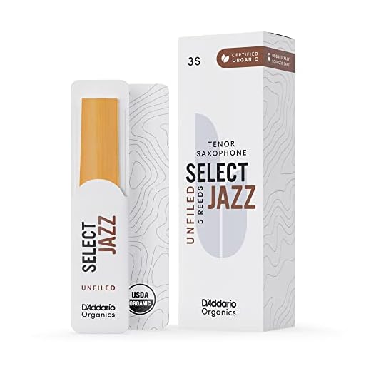D'Addario Orgánico Select Jazz Unfiled Tenor Cañas para Saxofón - Cañas de Saxo - La Primera y única Caña Ecológica - 3 Suave, 5 Paquete