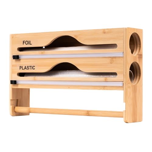 Foil Holder | Soporte para láminas para el hogar con función de corte, caja de cortar montada en la pared, organizador de cocina para armario, armario o refrigerador