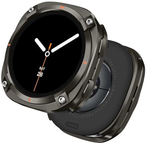 Funda metal Samsung Galaxy Watch 8 de 44 mm, protector deportivo naranja grafito