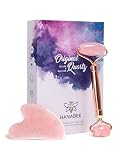 Gua Sha Facial Massage Tools,Rose Quartz Face Roller,Jade Roller for Face,Beauty Face Massager,Eye M