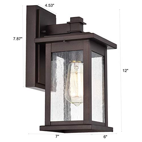 Image of MICSIU Oil Rubbed Bronze Transitional 12 Inch Outdoor Wall Light 2 Pack | No Assembly Required, 100W Max Exterior Porch Sconce Light for Front Door, Garage, Patio, Yard, Deck