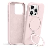 Pnakqil Magnetica Cover con iPhone 15 Pro Max,Custodia Telefono Compatibile con Magsafe Ricarica Wireless Anello Magnetico Supporto, Sottile Silicone Anti-Graffio Case con iPhone 15 Pro Max，Rosa