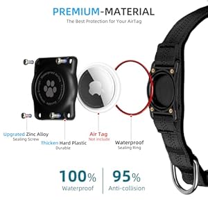 Upgraded Airtag Dog Collar Ip68 Waterproof Air Tag Dog Collar Holder Reflective Ultradurable Comfortable Padded Heavy Duty Dog Collars for Small Medium Large Dogs s 106136 Black  Cucciolini Doodles Upgraded airtag dog collar ip68 waterproof air tag dog collar holder reflective ultra durable comfortable padded heavy duty dog collars for small medium large dogs s 10 6 13 6 black   cucciolini doodles