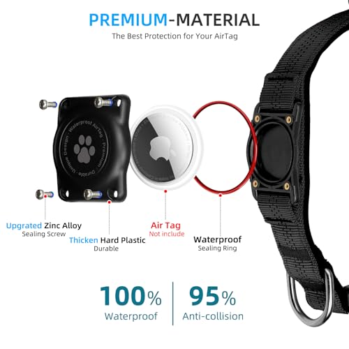 Upgraded Airtag Dog Collar Ip68 Waterproof Air Tag Dog Collar Holder Reflective Ultradurable Comfortable Padded Heavy Duty Dog Collars for Small Medium Large Dogs s 106136 Black  Cucciolini Doodles Upgraded airtag dog collar ip68 waterproof air tag dog collar holder reflective ultra durable comfortable padded heavy duty dog collars for small medium large dogs s 10 6 13 6 black   cucciolini doodles