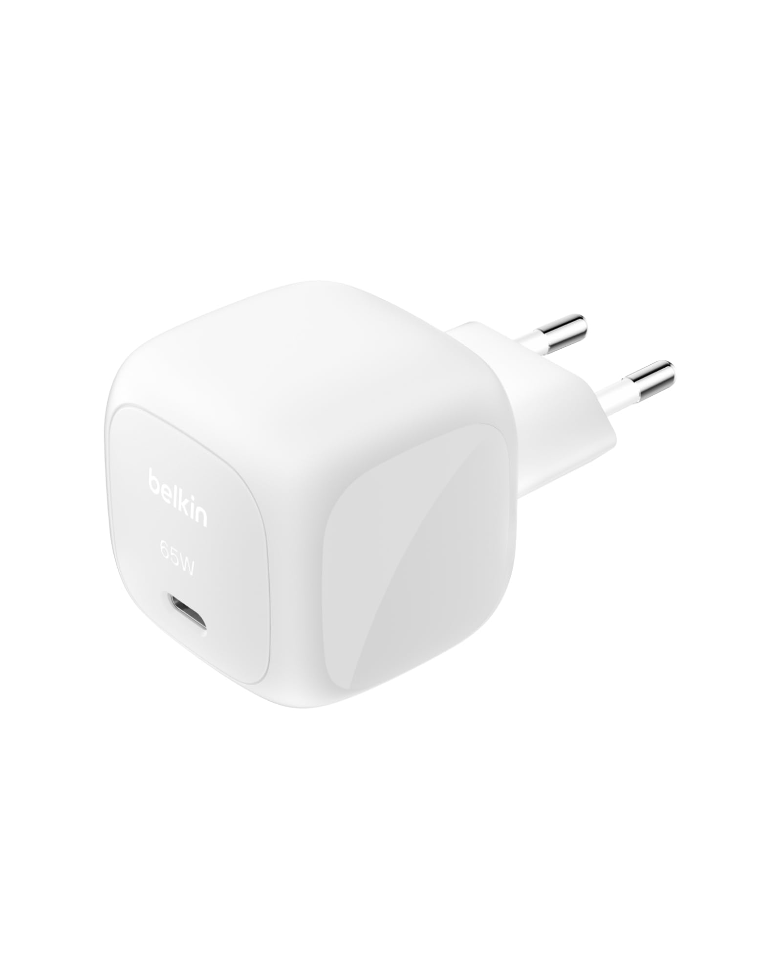 Belkin Caricatore USB-C da 65 W, Ricarica rapida, Caricatore da muro USB-C per telefono, funziona con iPhone 16-15-14-13, Galaxy S25, Google Pixel 9, MacBook, iPad, AirPods, Chromebook ecc - Bianco