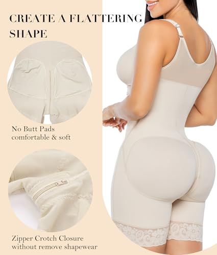 Image of YIANNA Fajas Colombianas Moldeadoras Postpartum Shapewear Tummy Control for Women Butt Lifter Body Shaper with Zipper Crotch