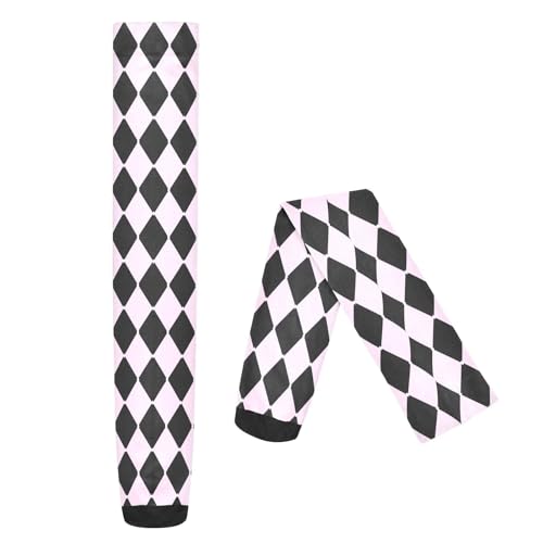 Black Pink Princess Checkered Thigh High Socks Knee High Socks Leg Warmers Long Stockings for Women2