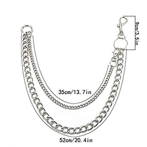 Bounzhi Hip Hop Pants Jean Chain Goth Punk Silver Trousers Chains Biker Heavy Thick Wallet Pocket Chains Silver Keychains Body Jewelry for Men and Women (Silver), Free sizes4