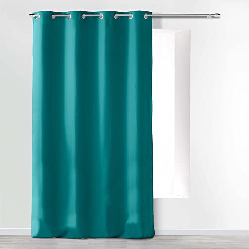 douceur d'intérieur Absolu Rideau a Oeillets 140 x 260 cm Microfibre Unie ABSOLU Polyester, Bleu, 260x140 cm