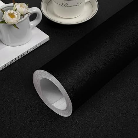 practicalWs Peel and Stick Wallpaper 17.7"x118.1" Black Contact Paper Self Adhesive Removable Wallpaper Vinyl Wall Paper for Bedroom Living Room Kitchen Decoration Renovation Cover