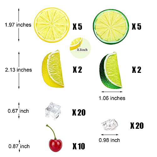 Yuronam HKNM6401 40 Pcs Fake Crushed Ice And Square Ice Rocks,10 Pcs Artificial Fruit Lemon Slices thumb #1