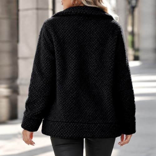 GOSEAGOTOFUN Women Fleece Jacket Full Zip Stand Collar Jacket Casual Long Sleeve Soft Cozy Coat Fall Winter Warm Outerwear Black Small - image 3