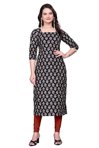 Image of Women's Pure Cotton Straight Fit Straight Cambric Jaipuri Printed Kurti