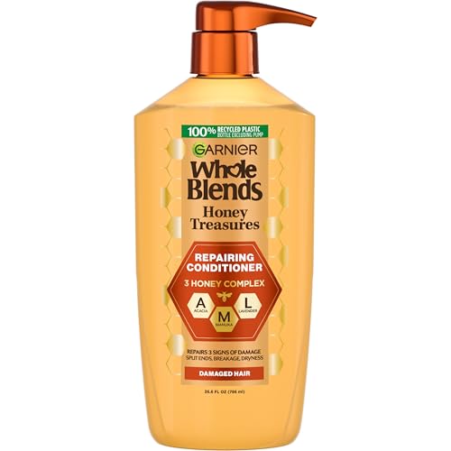 Garnier Whole Blends Honey Treasures Repairing Conditioner Hair Repair Formula for Dry Damaged Hair with Acacia Manuka and Lavender Honeys 26.6 Fl Oz (Packaging May Vary)