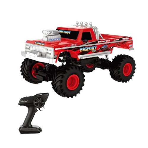Smart BeBe Bigfoot 4x4 RC Remote Control Car 4WD Monster Truck 1:8 Scale Off Road Crawler Vehicle Birthday Christmas Toy Gift for Kids 5+ (Red)