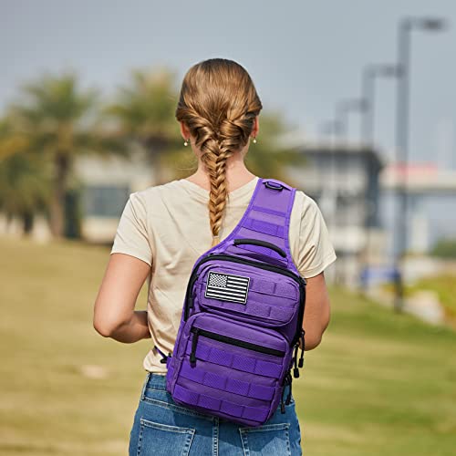 G4Free Tactical Sling Bag Backpack Military Rover Shoulder Sling Pack Molle Edc Small Crossbody Chest Pack(Purple) #TOP5