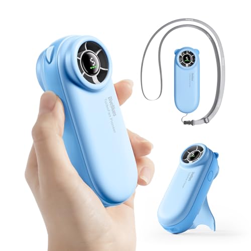 Diveblues Mini Ventilador Turbo Portátil, Hasta 16 Horas de Batería, Recargable USB 4000mAh, 5 Velocidades Ajustables, Ventilador de Mano Compacto para Viajes, Exterior, Conciertos y Dar Regalos