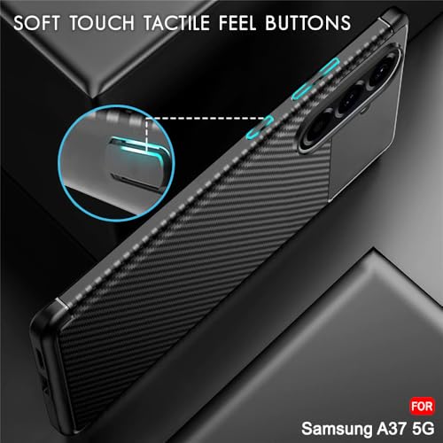 Image of TheGiftKart Rugged Carbon Fibre Armor Back Cover Case for Samsung Galaxy A37 5G / A36 5G | ShockProof & Protective | Stunning Minimalist Design Back Case Cover for Samsung A37 5G / A36 5G (TPU, Black)