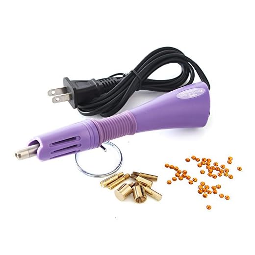 Hotfix Rhinestone applicator 7 in 1 Professional Iron-on Hot Fix Wand Crystal Gem Rhinestone Heat-fix Tool (Purple)