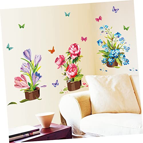 UTHCLO Adesivo de decalque em vaso removível flor viva parede quarto infantil padrão livre berçário
