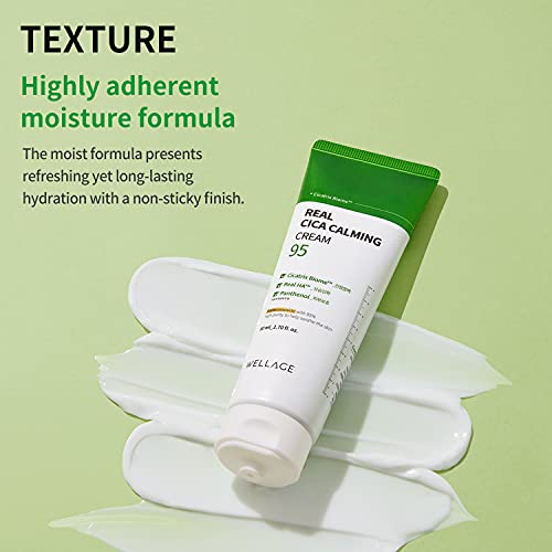 Wellage Cica Calming Cream 2.7Oz With Cica Calming Ampoule Capsule 2 Pack - Face Soothing Moisturizer With High Purity Madecassoside - Calms Sensitive Skin, Anti-Redness, Anti-Scaling #TOP5