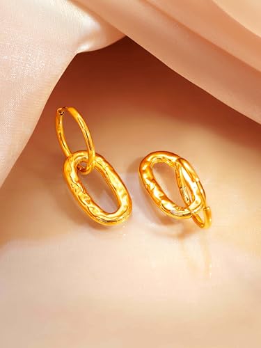 Image of 18K Gold Plated Statement Hoop Earrings for Women | Trendy Hoops Earrings | Waterproof and Anti Tarnish Jewellery | Rakhi Gift for Sister | Gifts for Women | 1 Year Warranty*