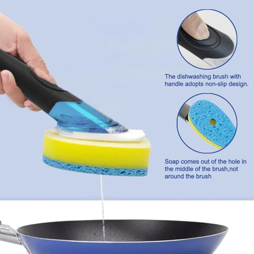 Image of CELOX Dish Sponge with Handle, Soap Dispensing Dish Sponge