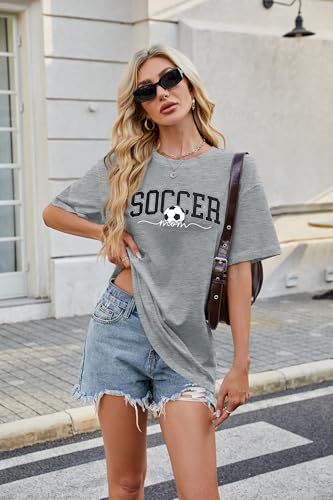 Image of ALLTB Soccer Cup 2026 Shirt Soccer Mom Shirts Women Oversized Football Match Season Jersey Bow T-Shirt Short Sleeve Top