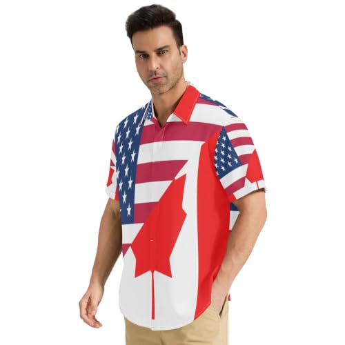 Chemises manches courtes homme drapeau USA Canada pour look toutes saisons