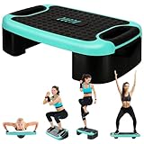 ZUETK 4-In-1 Aerobic Balance Board and Step Up Exercise Platform - Adjustable Multifunctional Balance Board Slant Board, Steppers for Exercise - Home Workout Non Slip Stepper Platform Turquoise