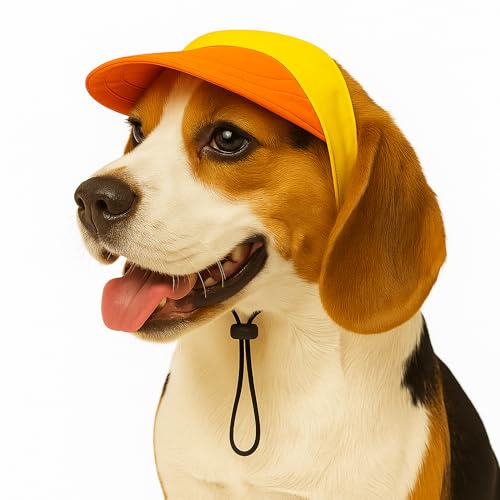Image of BURAQ Cotton Pets Dog Baseball Cap,Pet Sun Hats With Ear Holes,Sport Hat For Medium,Large,Doggies Adjustable Drawstring Puppies,Cats,Visor Hat (Yellow,M,1 Count)