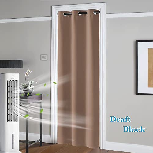 Image of RYB Home Blackout Curtains Thermal Insulating Privacy Temporary Door Curtains for Bedroom Closet Doorway Accordion Door Interior Living Room Kids Nursery Dining, Wide 60 x Long 90 inch, Cappuccino