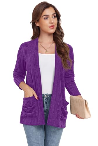 Image of GRECERELLE Womens Long Sleeve Lightweight Open Front V-Neck Casual Cardigan Sweaters Outerwear with Pockets 2025, S-2XL