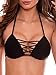 RELLECIGA Womens Push-up Swimwear Black Criss Cross Strappy Triangle Bikini Top Size Medium