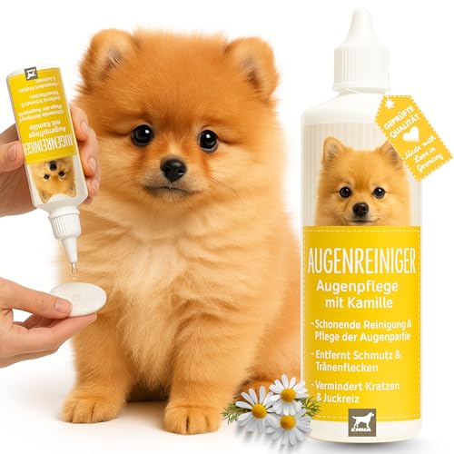 EMMA® Augentropfen Hund I Augenpflege für Hunde I Augenreiniger I milde Augen-Reinigung I Reinigung & Pflege der Augen I mit Kamille I Hundepflege beugt Entzündung vor 100 ml