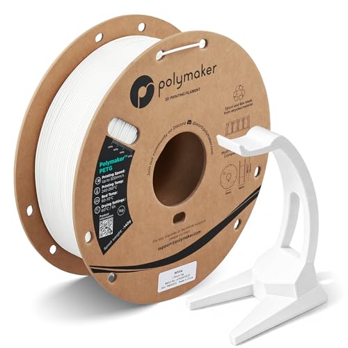 Image of Polymaker PETG White 3D Printer Filament 1.75mm 1kg, High Speed PETG up to 300mm /s, High Strength New Formula, Excellent Layer Adhesion, Warp Free, Compatible with Most 3D Printers