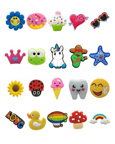 WINXMIN 20 Piezas Adornos para Zapatos, pins para crocs, Adornos para Zapatos de sandalias de zueco para Niñas Mujeres Niños, decoración de zapatos para Regalos de Niños Fiesta Cumpleaños(A)