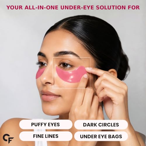 Image of Carbamide Forte Hydrogel Under Eye Patches For Dark Circles | Under Eye Mask with Caffeine, Rose Extract, Niacinamide | Reduces Dark Circles & Puffiness | Hydrating & Brightening Eye Patches | 60 Patches (30 Pairs)