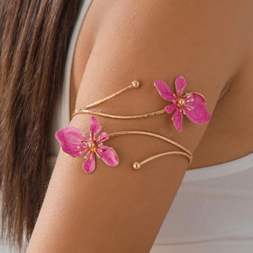 Arm Cuff Jewelry for Women Adjustable Flower Cuff Bangle Bracelet Gold Armband Upper Jewelry Gifts for Women2