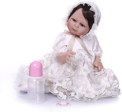 MWKL Volles Silikon Vinyl Reborn Baby Puppe 50cm 20 Zoll Waschbar Neugeborenes Kleinkind Mädchen Puppe Prinzessin Kleid… – Bild 3